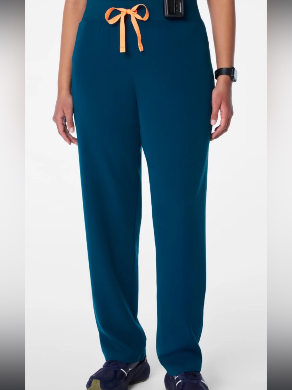 FIGS Caribbean Teal Livingston Scrub Pants Neon Orange Drawstring Womens Size MP
